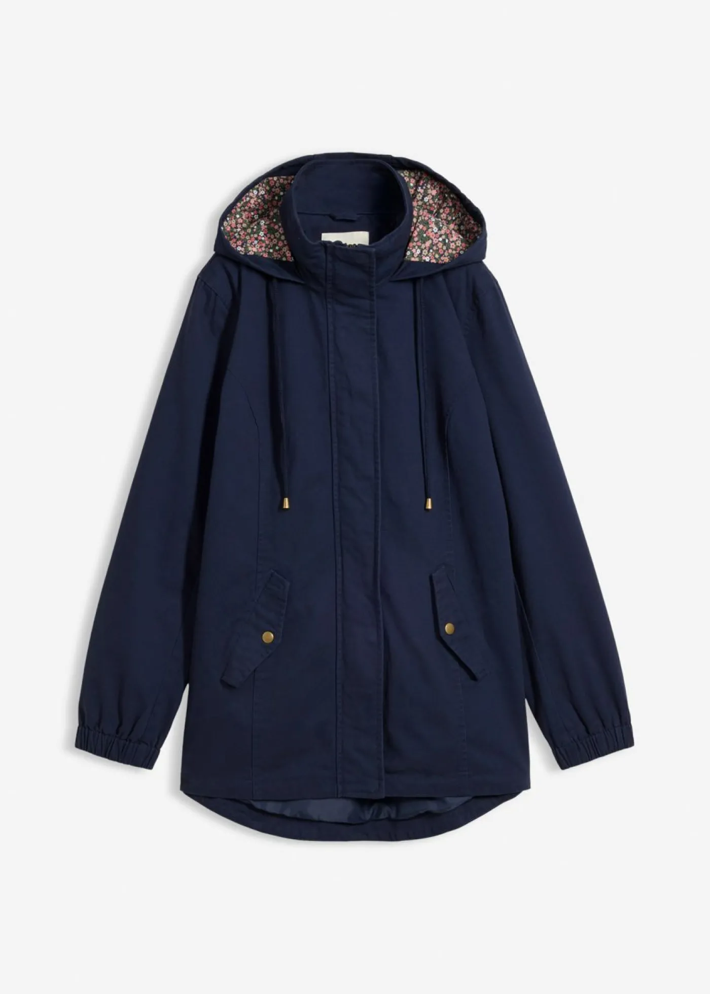 bonprix bonprix Parka de entretiempo de algodón con capucha estampada Azul marino New