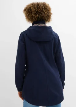 bonprix bonprix Parka de entretiempo de algodón con capucha estampada Azul marino New