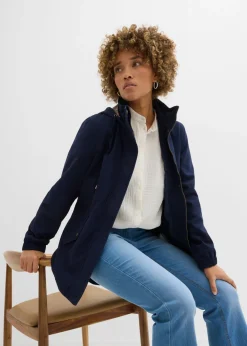 bonprix bonprix Parka de entretiempo de algodón con capucha estampada Azul marino New