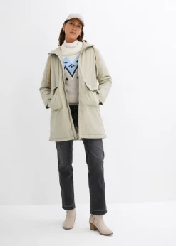 bonprix bonprix Parka de invierno ancha, con capucha y forro polar Verde aceite Hot