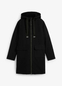 bonprix bonprix Parka de invierno ancha, con capucha y forro polar Negro Online