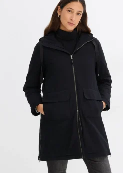 bonprix bonprix Parka de invierno ancha, con capucha y forro polar Negro Online
