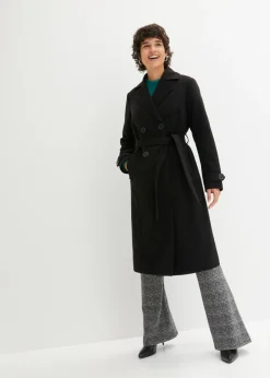 bonprix bonprix Parka de invierno con look de lana Negro Clearance