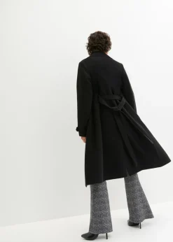 bonprix bonprix Parka de invierno con look de lana Negro Clearance
