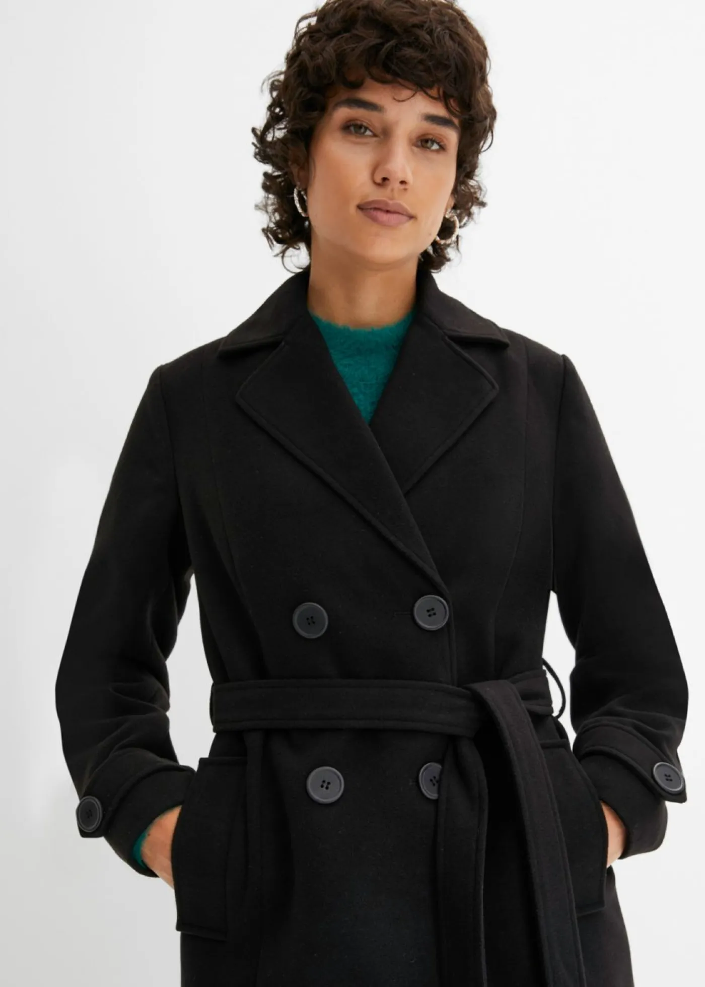 bonprix bonprix Parka de invierno con look de lana Negro Clearance