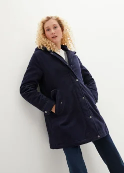 bonprix bonprix Parka de pana con forro suave Azul marino Best
