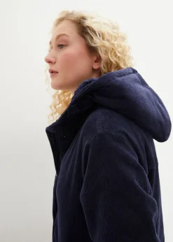 bonprix bonprix Parka de pana con forro suave Azul marino Best