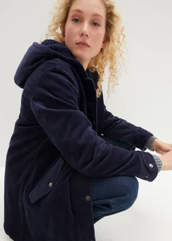 bonprix bonprix Parka de pana con forro suave Azul marino Best