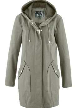bonprix bonprix Parka de softshell con capucha Gris humo/blanco/negro jaspeado Sale
