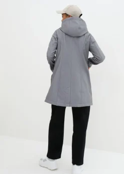 bonprix bonprix Parka de softshell con capucha Gris humo/blanco/negro jaspeado Sale