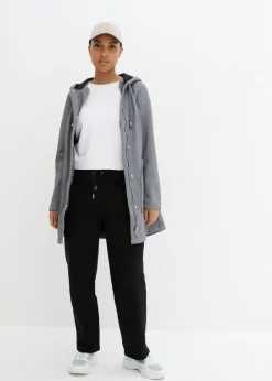 bonprix bonprix Parka de softshell con capucha Gris humo/blanco/negro jaspeado Sale