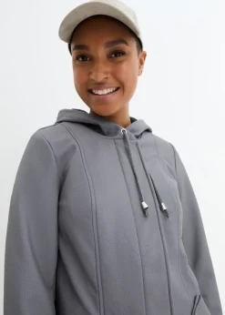 bonprix bonprix Parka de softshell con capucha Gris humo/blanco/negro jaspeado Sale