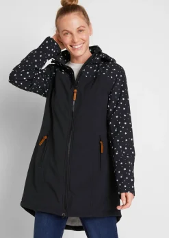 bonprix bonprix Parka funcional de softshell con forro polar suave Negro estampado Outlet