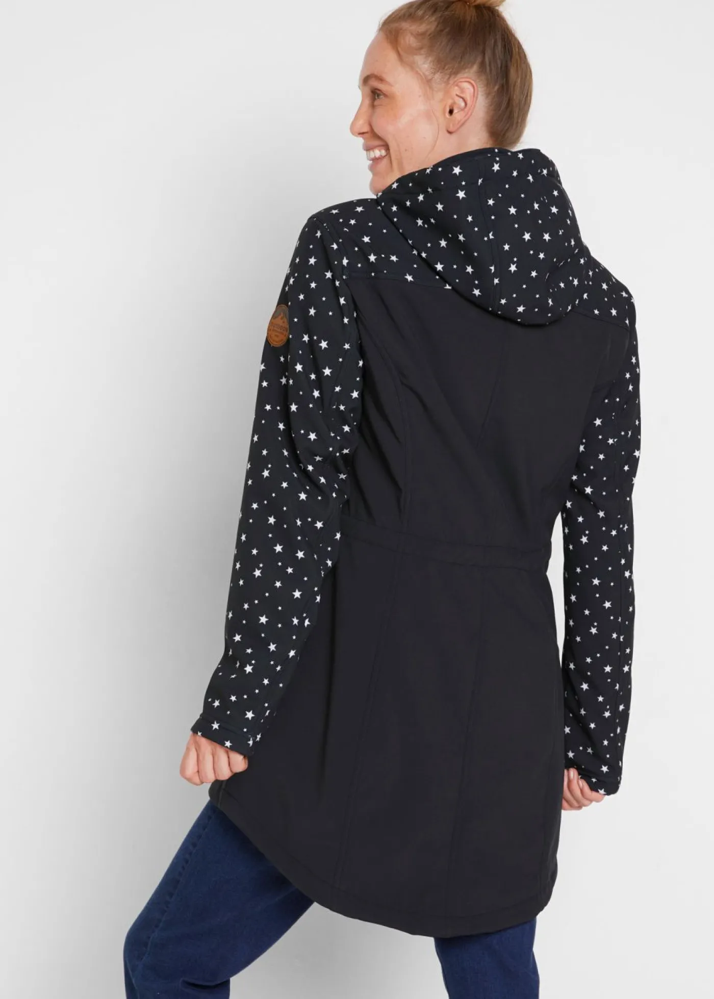 bonprix bonprix Parka funcional de softshell con forro polar suave Negro estampado Outlet