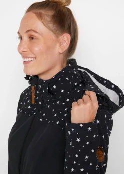bonprix bonprix Parka funcional de softshell con forro polar suave Negro estampado Outlet