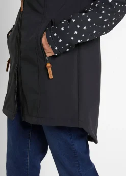 bonprix bonprix Parka funcional de softshell con forro polar suave Negro estampado Outlet