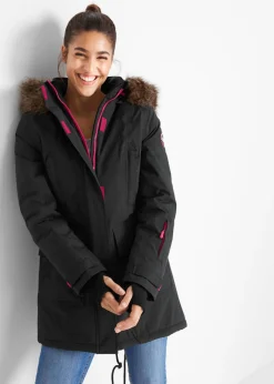 bonprix bonprix Parka funcional impermeable, guateada Negro Discount