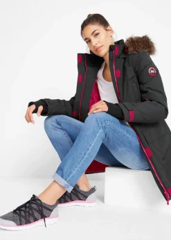 bonprix bonprix Parka funcional impermeable, guateada Negro Discount