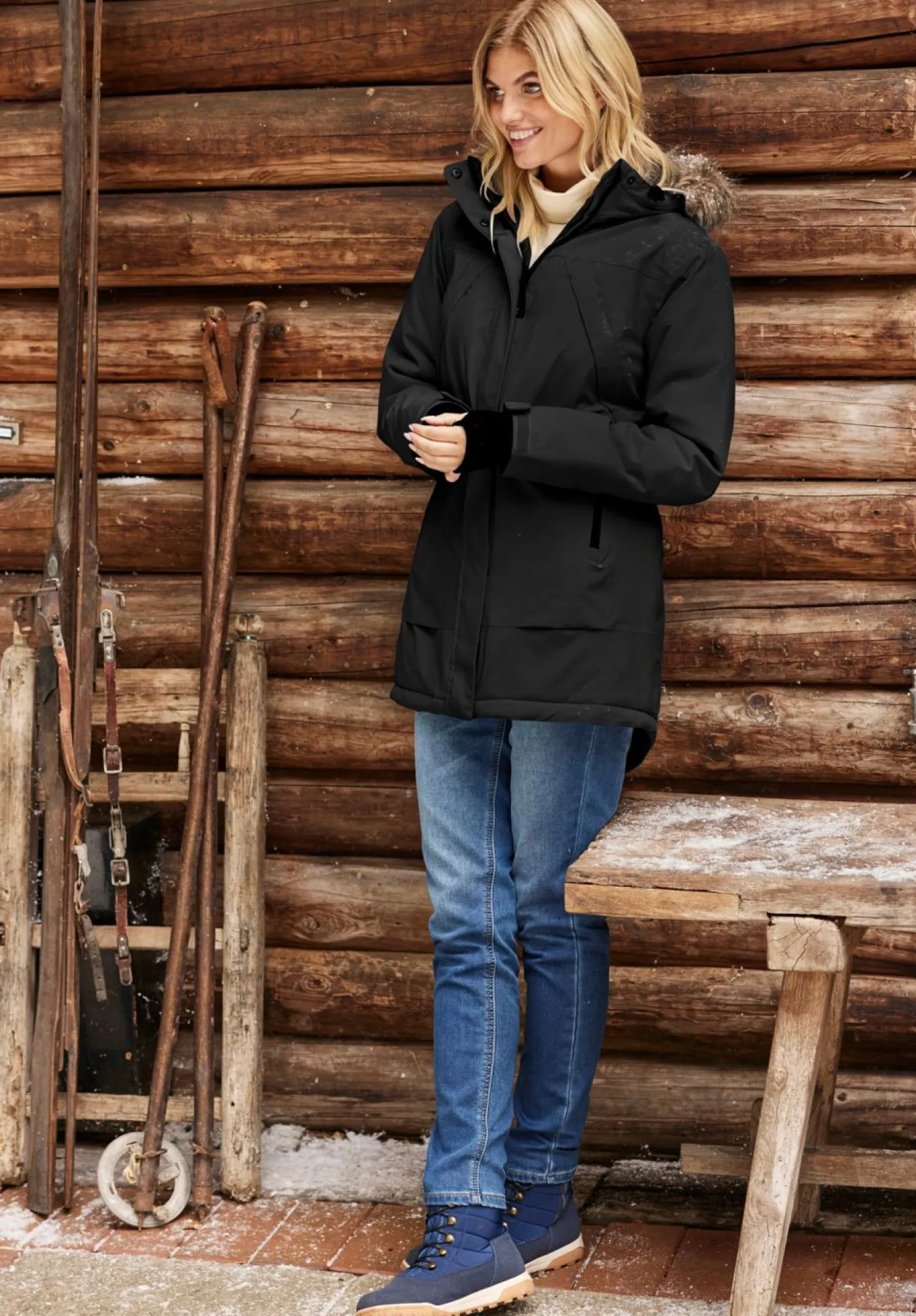 bonprix bonprix Parka funcional impermeable Negro Clearance