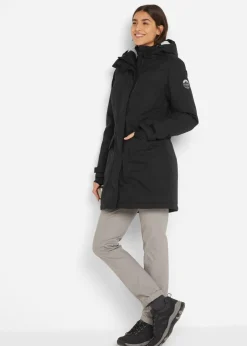 bonprix bonprix Parka funcional impermeable con forro de peluche en la capucha Negro Sale
