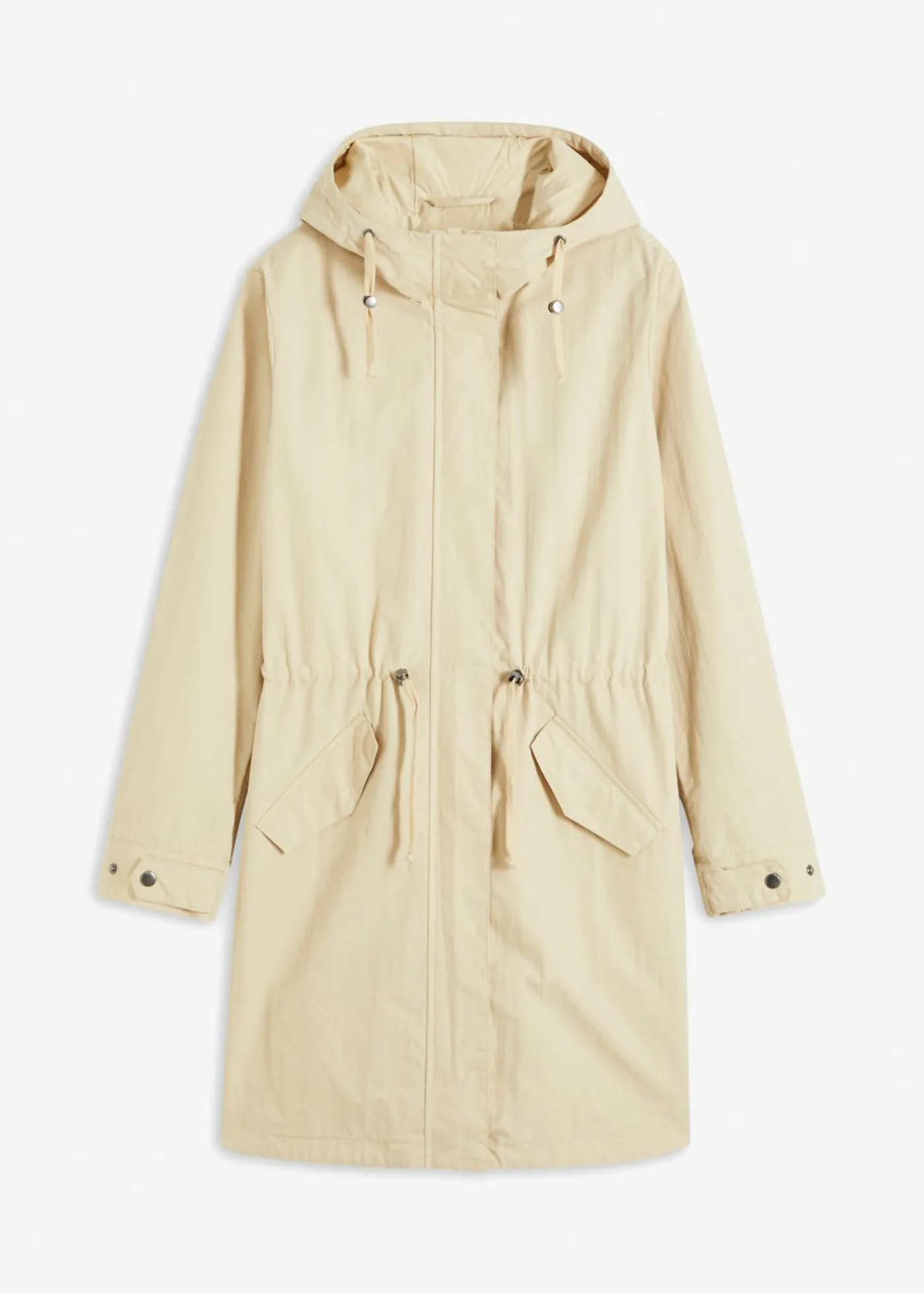 bonprix bonprix Parka larga con capucha Beige New