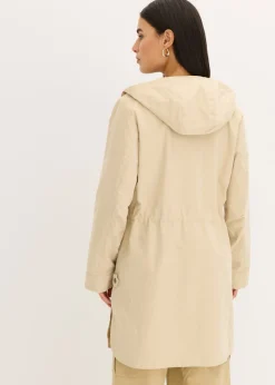 bonprix bonprix Parka larga con capucha Beige New