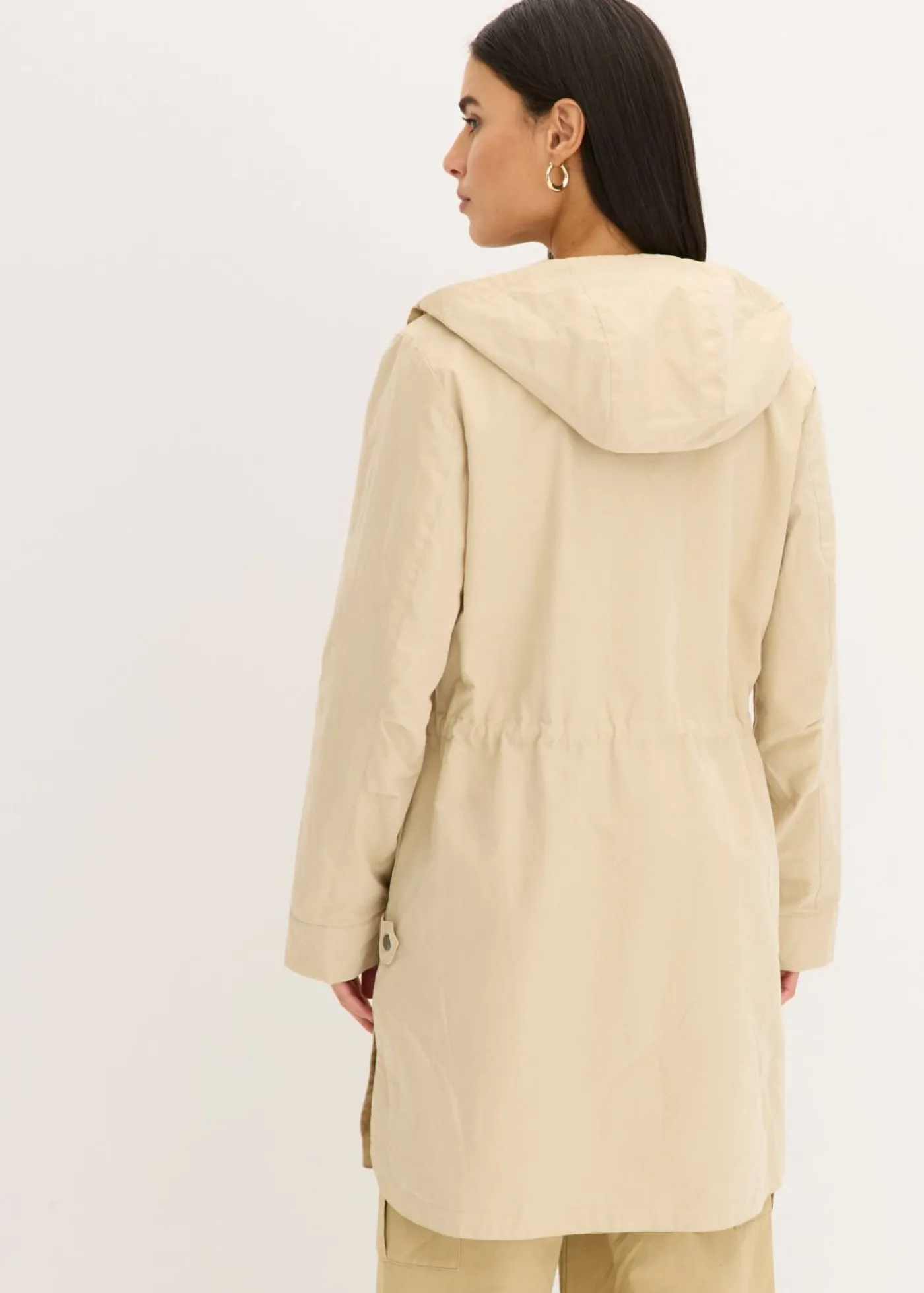 bonprix bonprix Parka larga con capucha Beige New