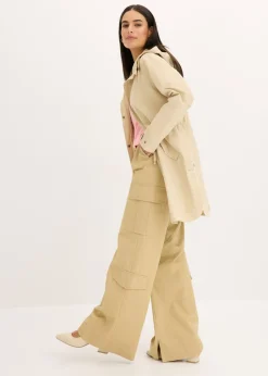 bonprix bonprix Parka larga con capucha Beige New