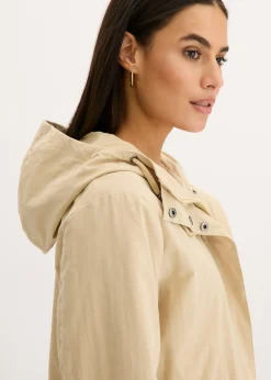 bonprix bonprix Parka larga con capucha Beige New