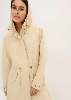 bonprix bonprix Parka larga con capucha Beige New