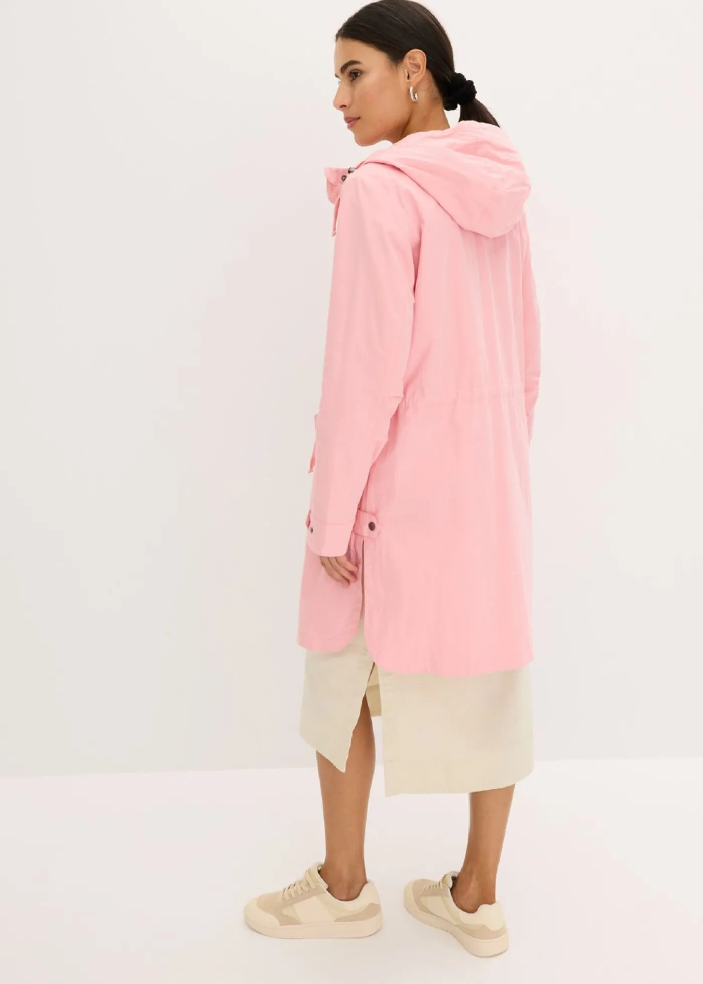bonprix bonprix Parka larga con capucha rosa pálido Clearance