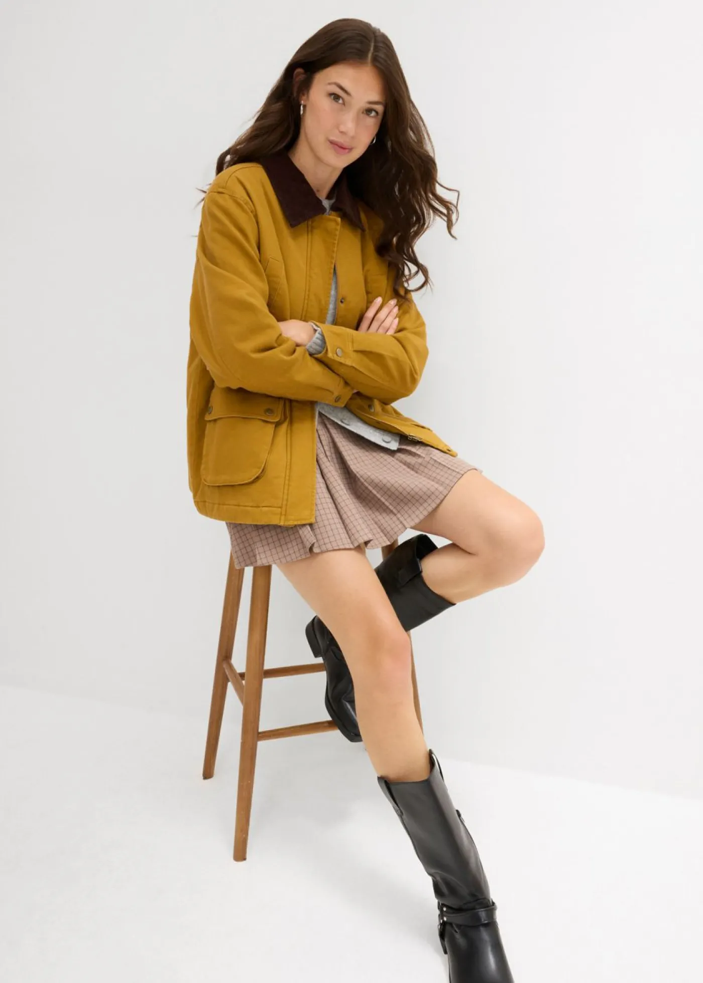 bonprix bonprix Parka oversize marrón dorado-marrón oscuro Clearance