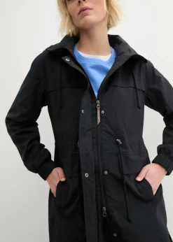 bonprix bonprix Parka tipo gabardina con bolsillos grandes Negro