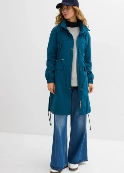 bonprix bonprix Parka tipo gabardina con bolsillos grandes Petróleo azul Hot