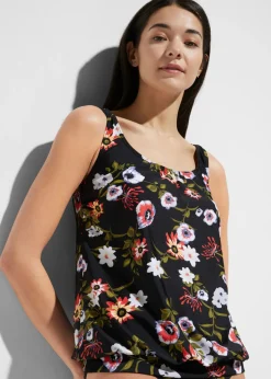 bonprix bonprix Parte superior de tankini de poliamida reciclada Negro de flores Sale