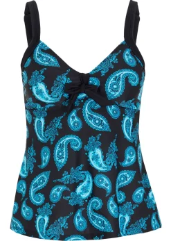 bonprix bonprix Parte superior del tankini Negro-turquesa con patrón paisley Sale