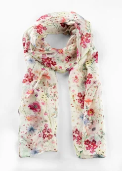 bonprix bonprix Pañuelo de seda De flores color crema