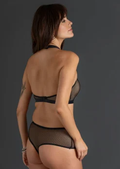 bonprix bonprix Picardías anudado al cuello + tanga de talle alto (2 piezas) Negro Online