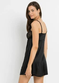 bonprix bonprix Picardías con efecto brillante Negro Sale