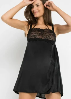 bonprix bonprix Picardías con efecto brillante Negro Sale