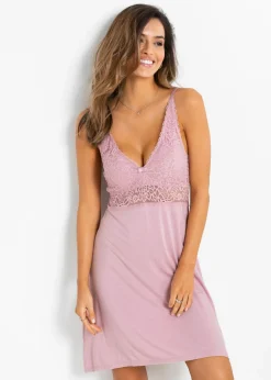 bonprix bonprix Picardías de viscosa suave Rosa ahumado