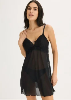 bonprix bonprix Picardías sin aros con encaje de corazones Negro Sale