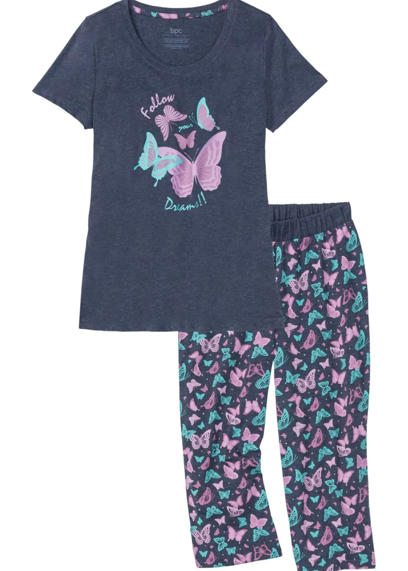 bonprix bonprix Pijama capri Azul jaspeado estampado Discount