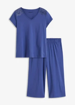 bonprix bonprix Pijama capri con culotte ancho azul pacífico oscuro Hot
