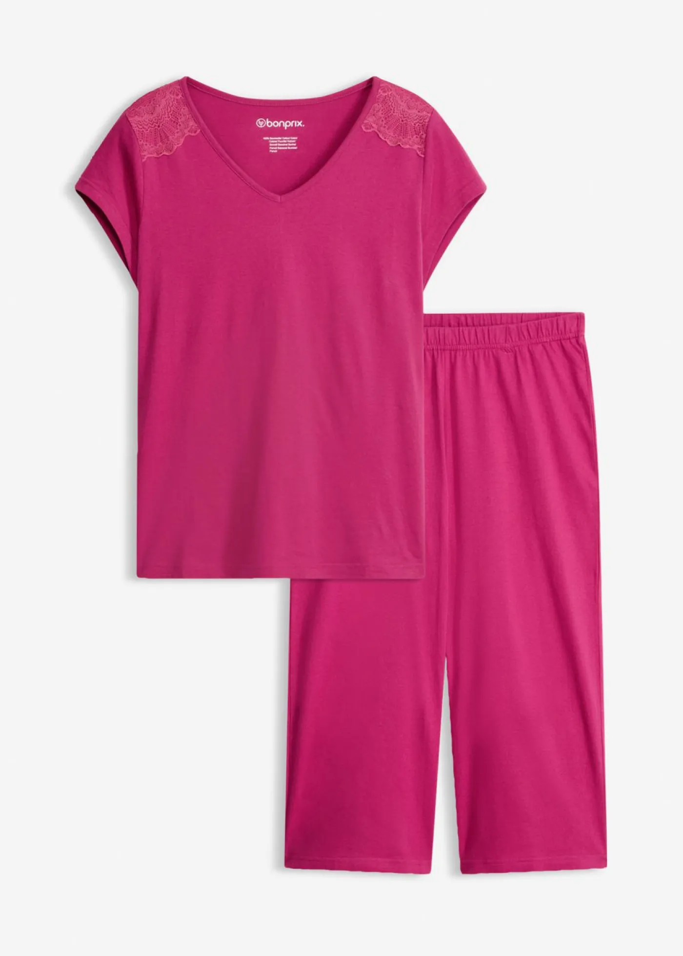 bonprix bonprix Pijama capri con culotte ancho Rosa fucsia Sale