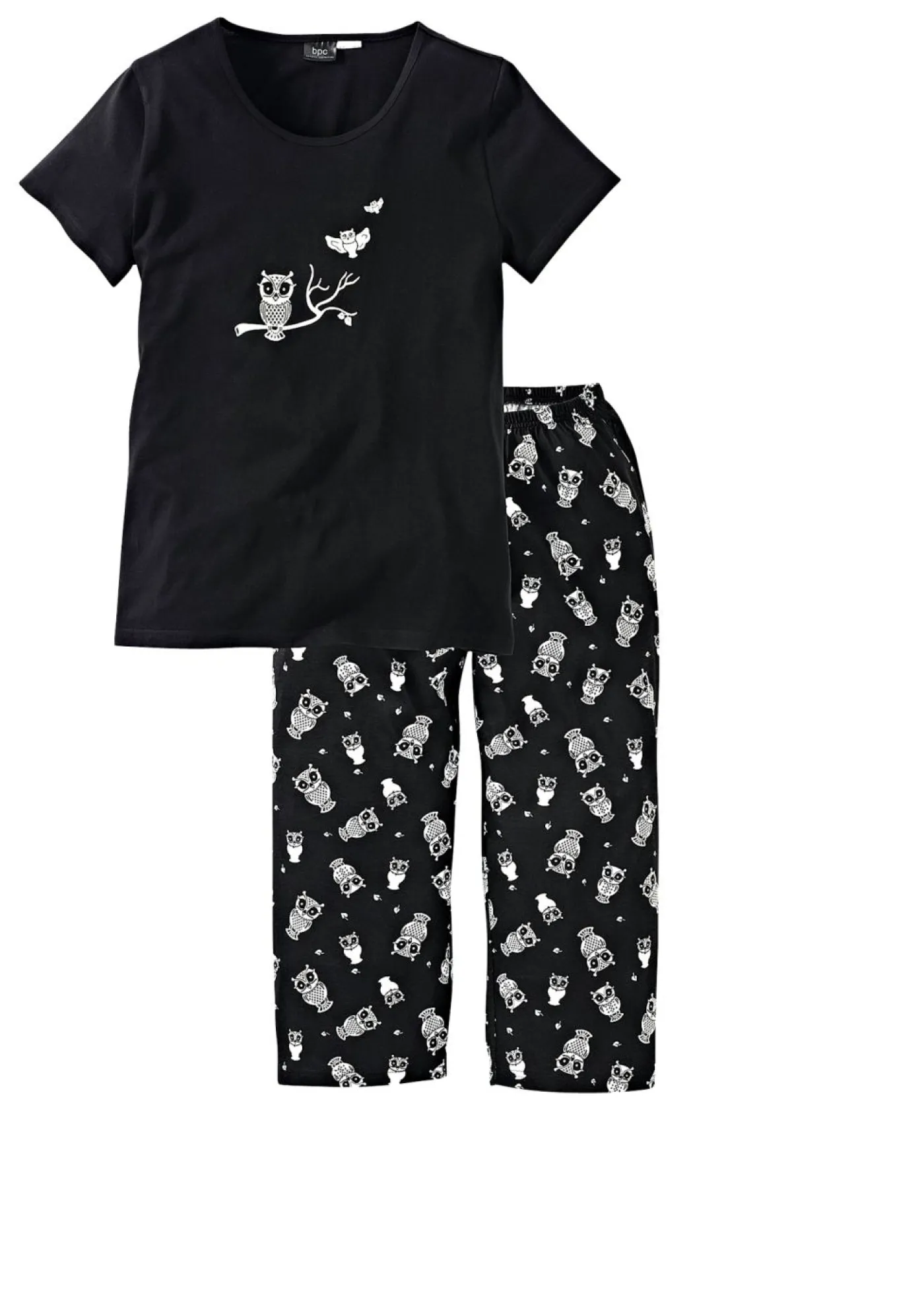 bonprix bonprix Pijama capri con mangas cortas Negro-blanco Hot