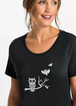 bonprix bonprix Pijama capri con mangas cortas Negro-blanco Hot