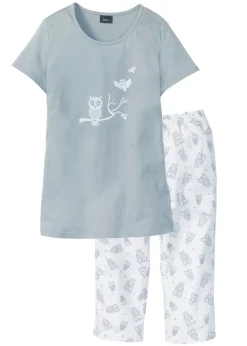 bonprix bonprix Pijama capri con mangas cortas Gris plateado-blanco Hot
