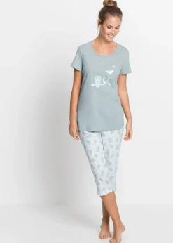 bonprix bonprix Pijama capri con mangas cortas Gris plateado-blanco Hot