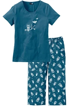 bonprix bonprix Pijama capri con mangas cortas petrol-blanco Best